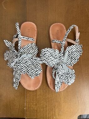 💕 Cecelia New York Peony Sandals in Black & White Leather Size 8